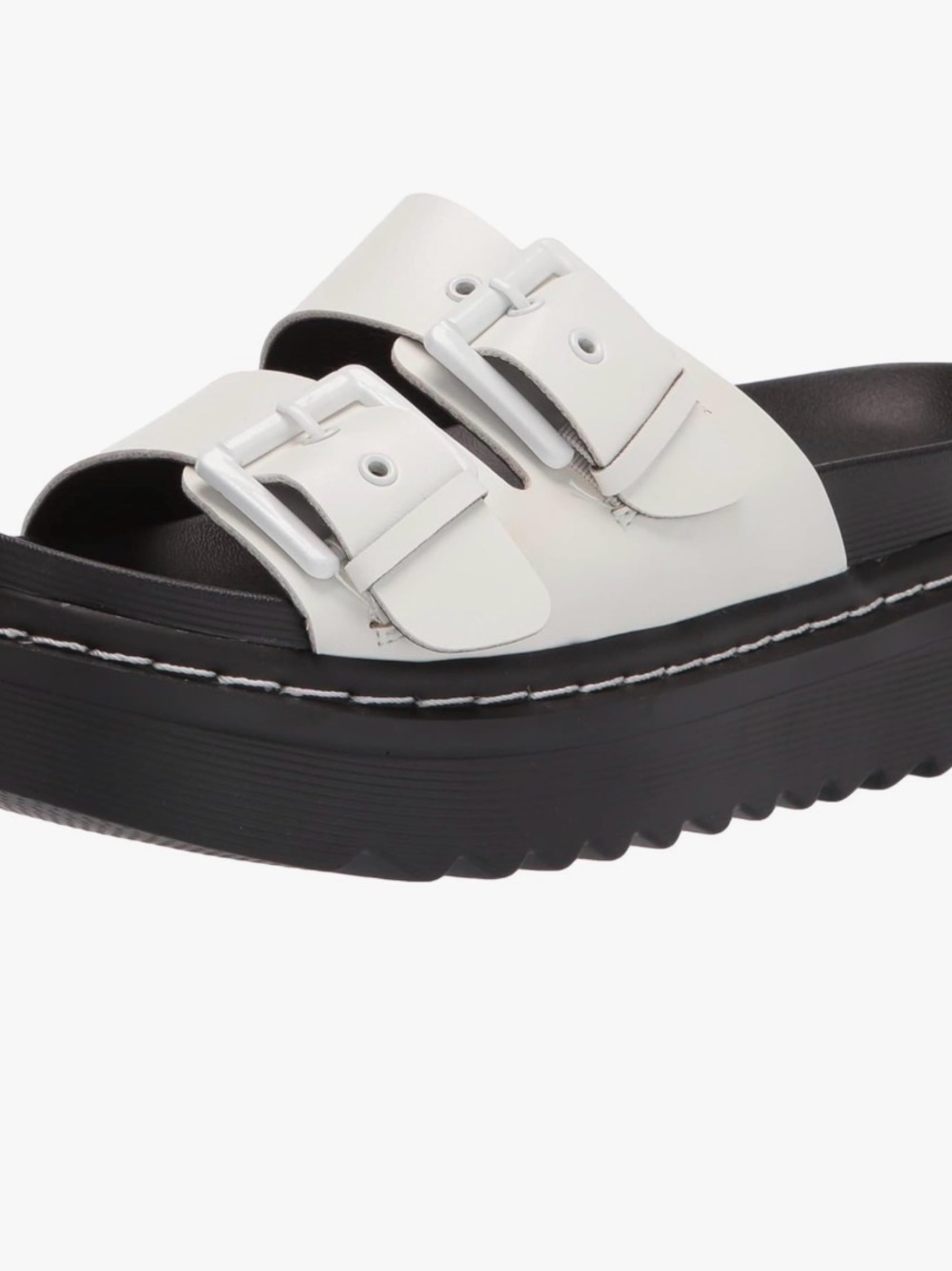 Madden Girl White Double-Buckle Platform Slide Sandals